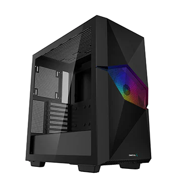 Deepcool Cyclops ATX Mid Tower ARGB Computer Case- ABS+SPCC+Tempered Glass Materials, Up to 360mm Radiators, USB 3.0/Audio/Type-C Ports - Black | R-BKAAE1-C-1