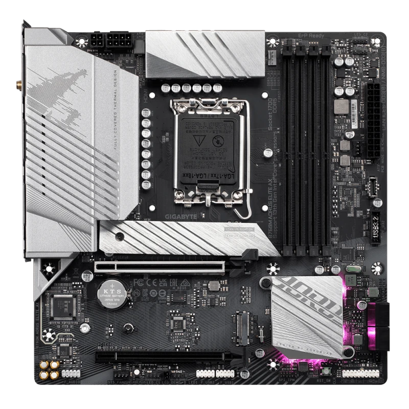 GIGABYTE B760M AORUS ELITE AX LGA 1700 DDR5 Motherboard – Micro‑ATX, Twin 12+1+1 VRM, PCIe 4.0, Dual M.2, Wi‑Fi 6E, 2.5GbE LAN