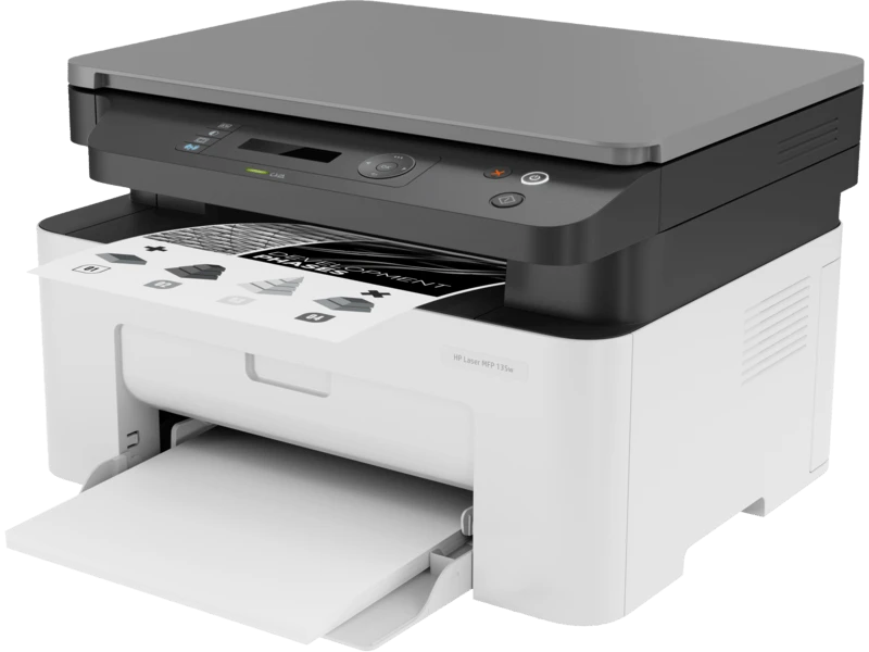 HP Laser MFP 135w Wireless Monochrome Laser Printer, A4, Print Copy Scan, 20 ppm, 600x600 dpi, USB, Wi-Fi, Compact Design | 4ZB83A