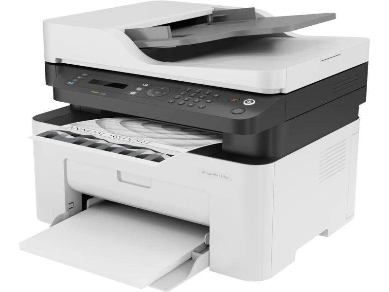 HP Laser MFP 137fnw Wireless Monochrome Laser Printer, Print Copy Scan Fax, 20 ppm, A4, USB, Duplex, 4ZB84A