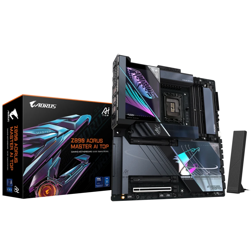 GIGABYTE Z890 AORUS MASTER AI TOP E-ATX Motherboard, Intel LGA 1851, DDR5 up to 256GB, PCIe 5.0, Wi-Fi 7, Dual 10GbE, Intel Z890 Chipset