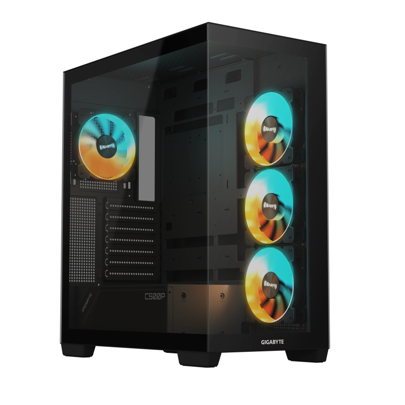 GIGABYTE C500 Panoramic Tempered Glass Front and Side Panels Mid-Tower Computer Case | GB-C500P ST