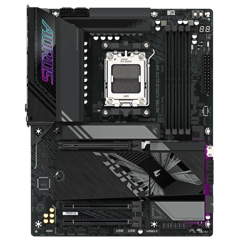 GIGABYTE X870E AORUS ELITE WIFI7 ATX Motherboard, AMD AM5, DDR5 256GB, PCIe 5.0, 4x M.2 NVMe, USB4, Wi-Fi 7, 2.5GbE LAN| AM5 AORUS WIFI7