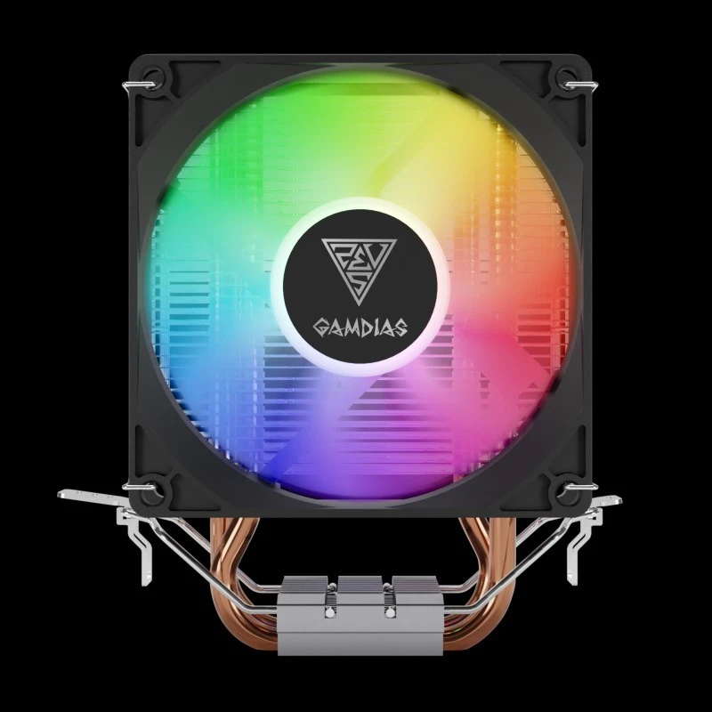 GAMDIAS BOREAS E1-210 LITE Air Cooler, High Airflow 92mm Fan, 2 Copper Heat Pipes, Direct Contact Technology, LED Illumination, Efficient Cooling