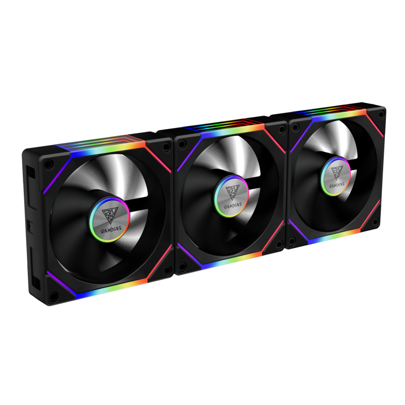 GAMDIAS AEOLUS P2-1203 ARGB PWM Cooling Fans, Dual Infinity Mirror Lighting, 120mm, 30mm Thickness, High Airflow, Low Noise