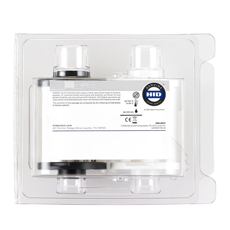 HID FARGO 45700 YMCKO Full-Color Ribbon with Resin Black & Clear Overlay, 500 Prints, Compatible with DTC ECO Printer | 45700