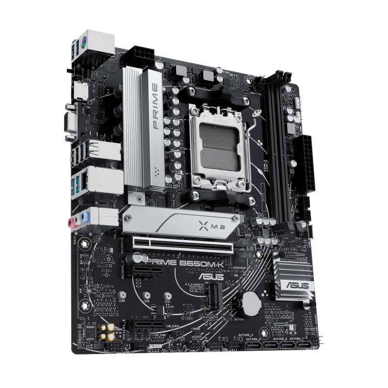 ASUS PRIME B650M-K Micro-ATX Motherboard, AMD AM5, DDR5, PCIe 5.0, 2x M.2, 2.5Gb LAN, HDMI, USB 3.2, 90MB1F60-M0EAY0