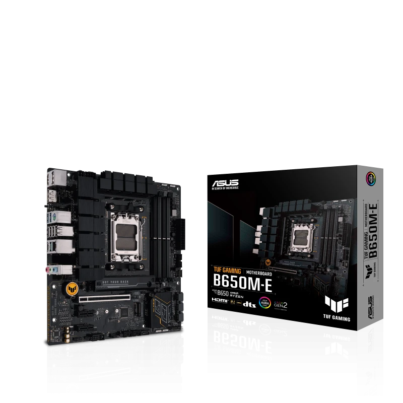 ASUS TUF GAMING B650M-E mATX Motherboard, AMD AM5, DDR5 192GB, 4x DIMM, 2x M.2 Gen4, PCIe 4.0, 90MB1FU0-M0EAY0