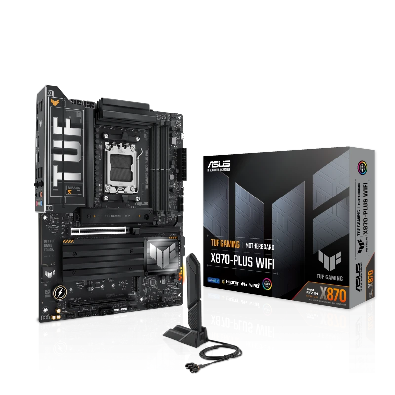 ASUS TUF GAMING X870-PLUS WiFi ATX Motherboard, AMD AM5, DDR5 192GB 8000+MT/s, PCIe 5.0, 4x M.2 Gen5, Wi-Fi 7, Bluetooth 5.4, 90MB1IU0-M0EAY0