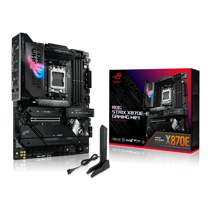 ASUS ROG STRIX X870E-E GAMING WiFi ATX Motherboard – AMD AM5, DDR5 192GB, 5x M.2 Gen5, PCIe 5.0, USB4, Wi-Fi 7, Bluetooth 5.4, 90MB1IB0-M0EAY0
