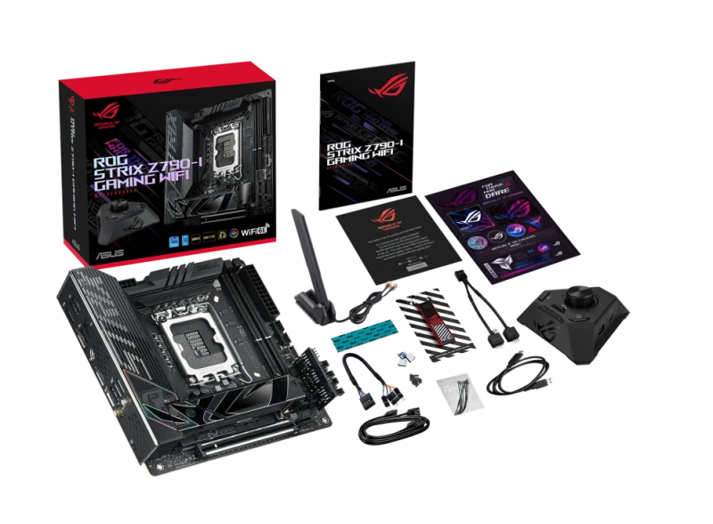 ASUS ROG STRIX Z790-I GAMING WiFi Mini-ITX Motherboard, Intel LGA1700, DDR5 96GB 7600 MT/s, 2x M.2 Gen4, PCIe 5.0, Wi-Fi 6E, USB 3.2, 90MB1CM0-M0EAY0