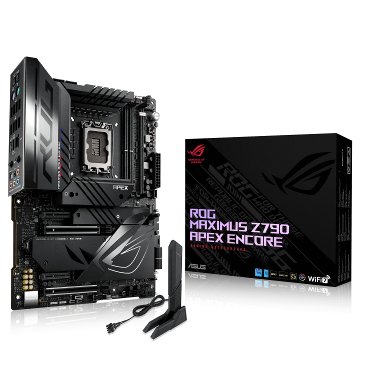 ASUS ROG MAXIMUS Z790 APEX ENCORE ATX Motherboard, Intel LGA1700, DDR5 96GB 8400+ MT/s, 5x M.2 Gen4, PCIe 5.0, Wi-Fi 7, USB4, 90MB1FX0-M0EAY0