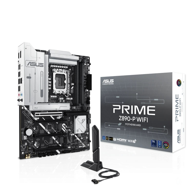 ASUS PRIME Z890-P WiFi ATX Motherboard – Intel Z890, LGA 1851, DDR5 192GB 8666+ MT/s, 4x M.2 Gen4, PCIe 5.0, Wi-Fi 7, 2.5G LAN, 90MB1I70-M0EAY0