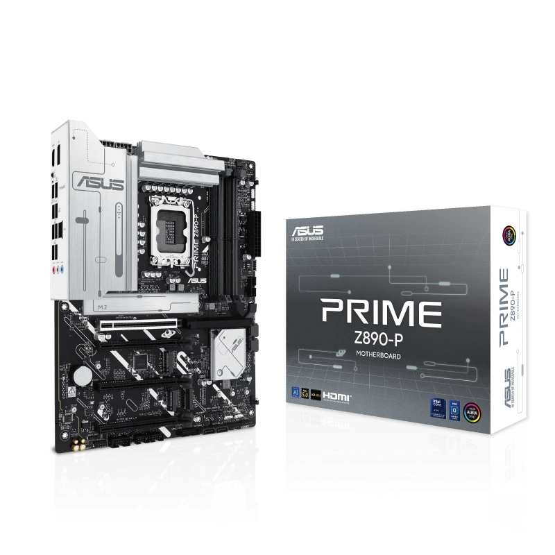 ASUS PRIME Z890-P ATX Motherboard, Intel Z890 LGA 1851, DDR5 192GB 8666+ MT/s, 4x M.2 Gen4, PCIe 5.0 x16, USB 3.2 Gen2, 90MB1I50-M0EAY0