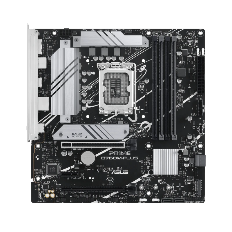 ASUS PRIME B760M-PLUS mATX Motherboard, Intel B760 LGA 1700, DDR5 up to 192GB, PCIe 4.0 x16, 2x M.2 NVMe, 2.5G LAN, USB-C, 90MB1GY0-M0EAY0