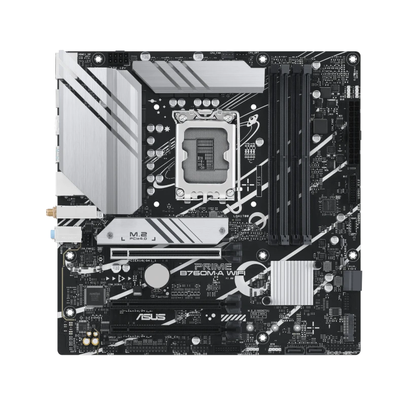 ASUS PRIME B760M-A WiFi Micro-ATX Motherboard – Intel B760 LGA 1700, DDR5 up to 192GB, PCIe 4.0 x16, 2x M.2 NVMe, Wi-Fi 6, USB-C, Model 90MB1EL0-M1EAY0