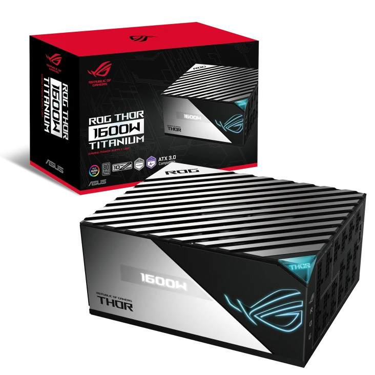 ASUS ROG Thor 1600T Power Supply, 1600W ATX 3.0, 80+ Titanium Certified, Fully Modular, PCIe 5.0 Ready, OLED Panel, ARGB | 90YE00K0-B0NA00