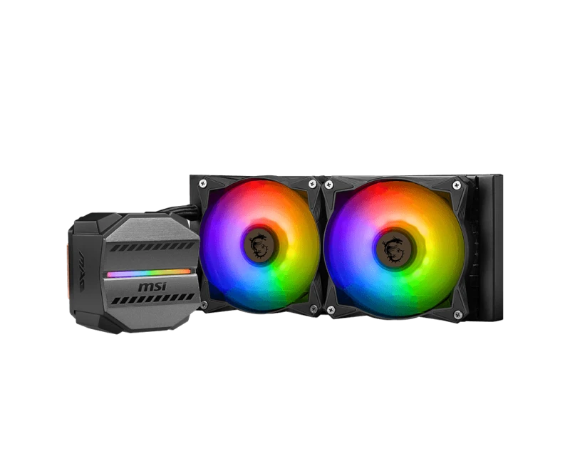 MSI MAG CORELIQUID M240 AIO Liquid Cooler, 240mm Radiator, Dual ARGB 120mm Fans, PWM Control, High-Performance Cooling, 306-7ZW4R14-813