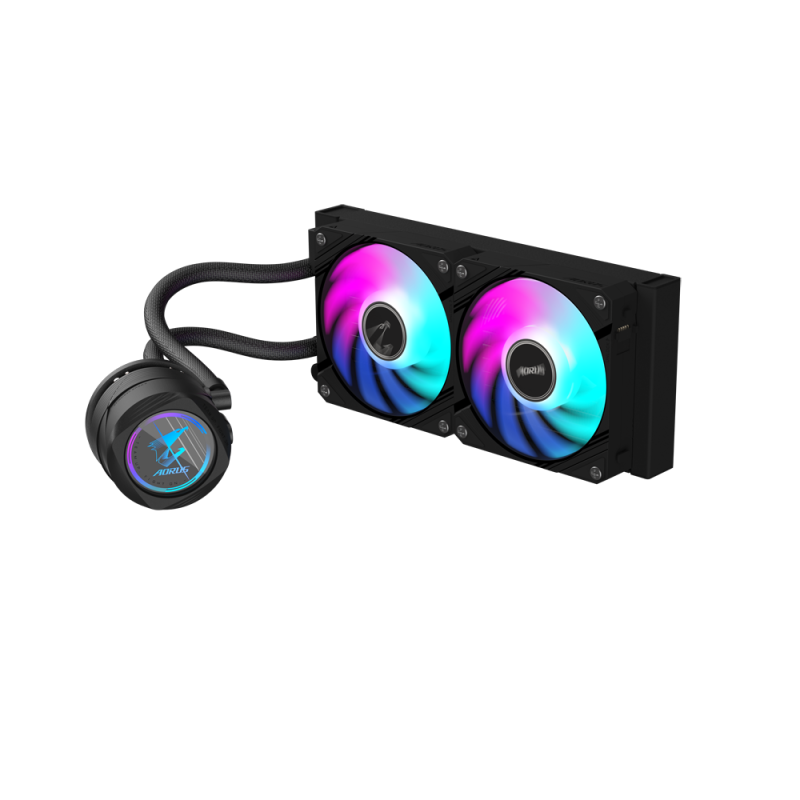 Gaming AIO Cooler Gigabyte AORUS WATERFORCE II 240 – Dual 120 mm ARGB Fans, Rotatable Block, AM5 & LGA1851 Support