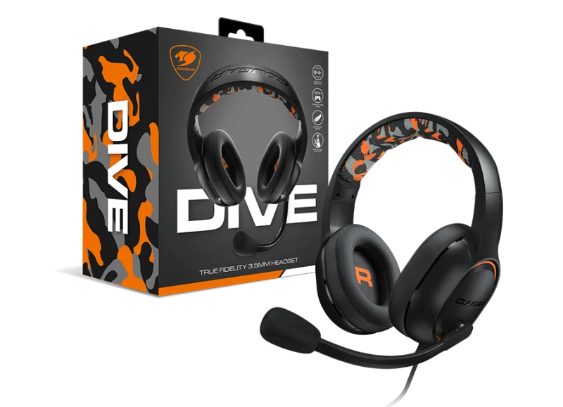 COUGAR DIVE Gaming Headset, Crystal-Clear Communication,  foldable microphone, Superior Output, Diffusive Noise Reduction