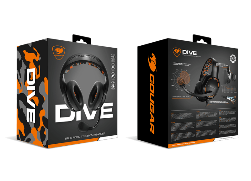 COUGAR DIVE Gaming Headset, Crystal-Clear Communication,  foldable microphone, Superior Output, Diffusive Noise Reduction