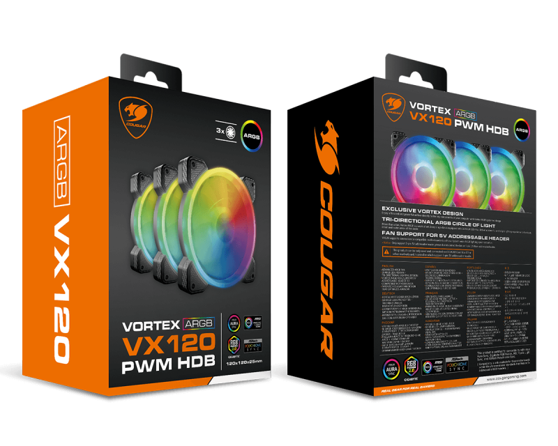 COUGAR VORTEX VX120 Cooling Kit, High-Performance 120mm Dynamic HDB Bearing Fan, Low Noise, Premium PC Cooling Solution