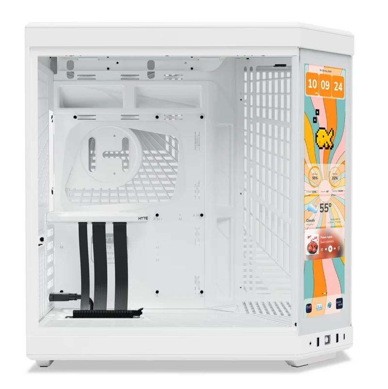 Hyte Y70 touch infinite, 14.9" Integrated IPS Touchscreen, Dual Chamber Mid-Tower ATX Case - Snow White