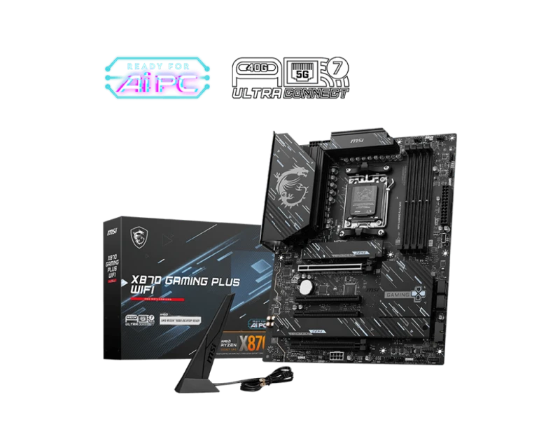 MSI X870 GAMING PLUS WiFi ATX Motherboard – AMD X870 AM5, DDR5 up to 256GB, PCIe 5.0 x16, 3x M.2 Gen5, Wi-Fi 7, 2.5G LAN, Model 911-7E47-005
