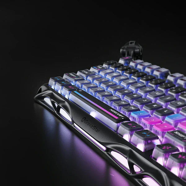 GravaStar Mercury K1 Pro Wireless RGB Gaming Keyboard, 75% Layout, Kailh Speedy Mint Linear Switches, Hot-Swappable, Cyberpunk Edition