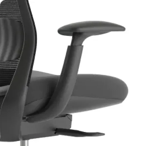 Navodesk NIO Ergonomic Office Chair, Adjustable Armrest & Detachable Headrest, Fabric Seat & Mesh Backrest, Stainless Steel Base – Beige‑Grey