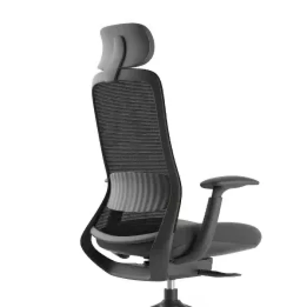 Navodesk NIO Ergonomic Office Chair, Adjustable Armrest & Detachable Headrest, Fabric Seat & Mesh Backrest, Stainless Steel Base – Beige‑Grey