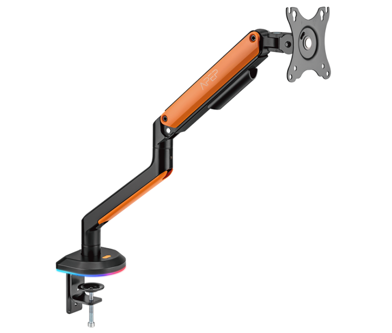 Sades Apep RGB Single Monitor Mount Arm, Orange, Adjustable, Heavy-Duty, Compatible with Up to 32" Monitors