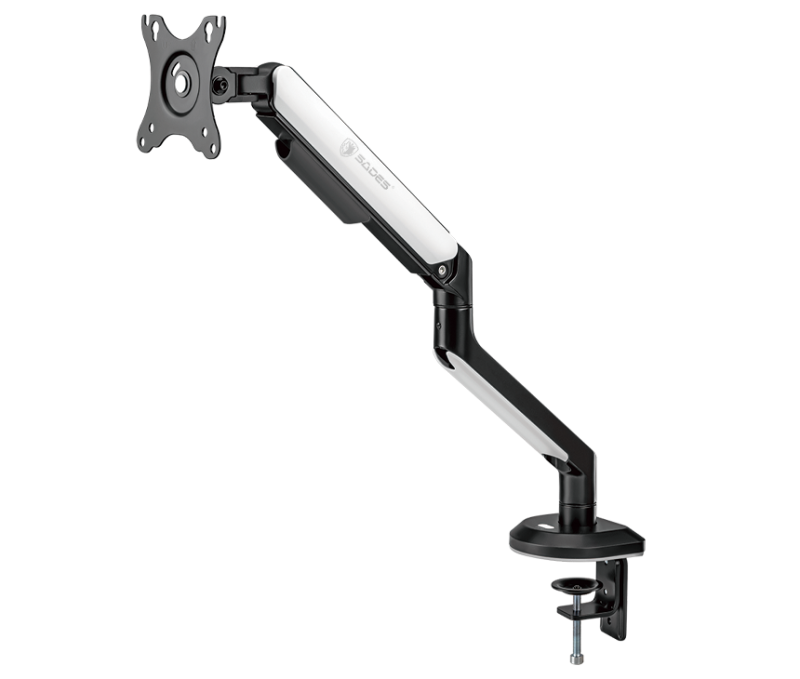 Sades Apep RGB Single Monitor Mount Arm, White, Adjustable, Heavy-Duty, Compatible with Up to 32" Monitors