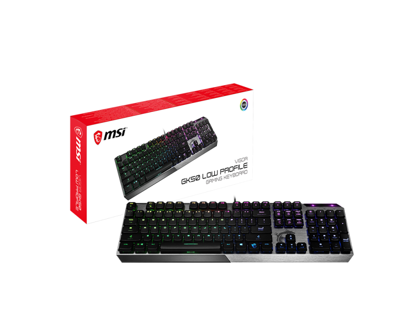 MSI VIGOR GK50 LOW PROFILE MECHANICAL Gaming Keyboard, Kailh Low Profile Switches - AR/EN | S11-04AR213-GA7/S11-04US254-GA7