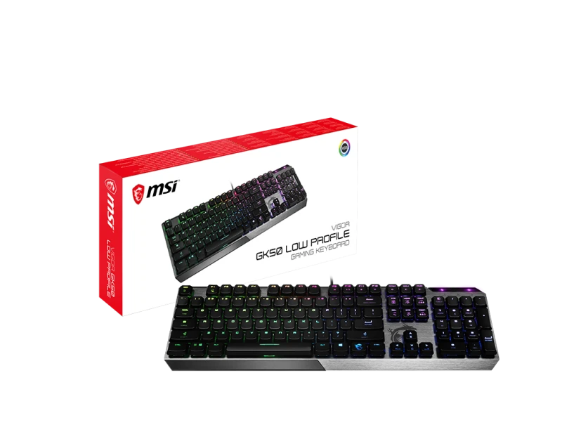 MSI VIGOR GK50 LOW PROFILE MECHANICAL Gaming Keyboard, Kailh Low Profile Switches - AR/EN | S11-04AR213-GA7/S11-04US254-GA7