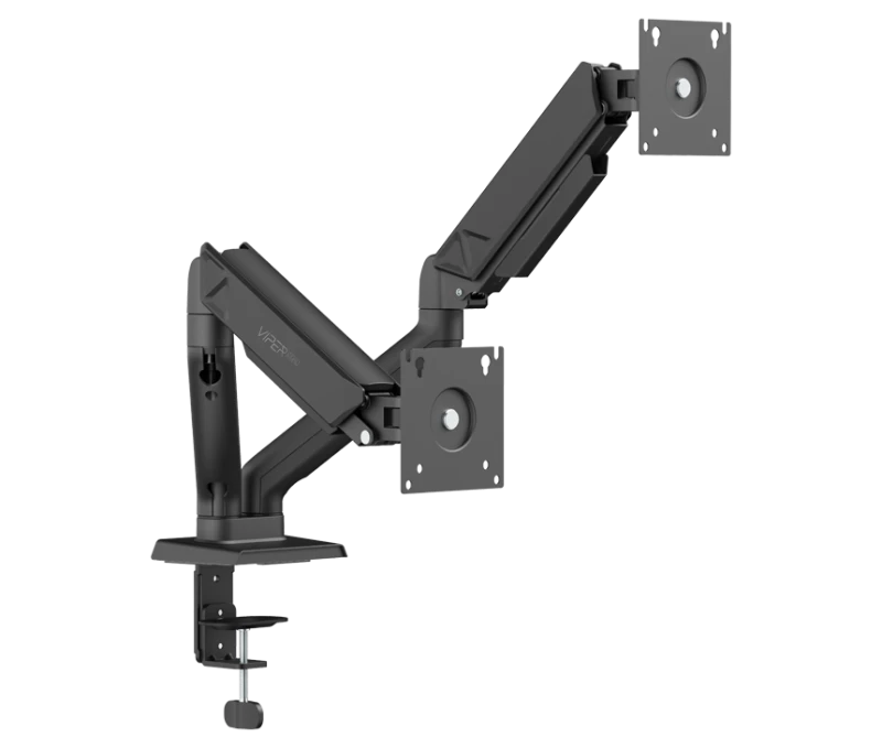 Sades Viper Dual Monitor Arm – Black, Adjustable Gas Spring Mount, Up to 32″ Screens, Full Aluminum