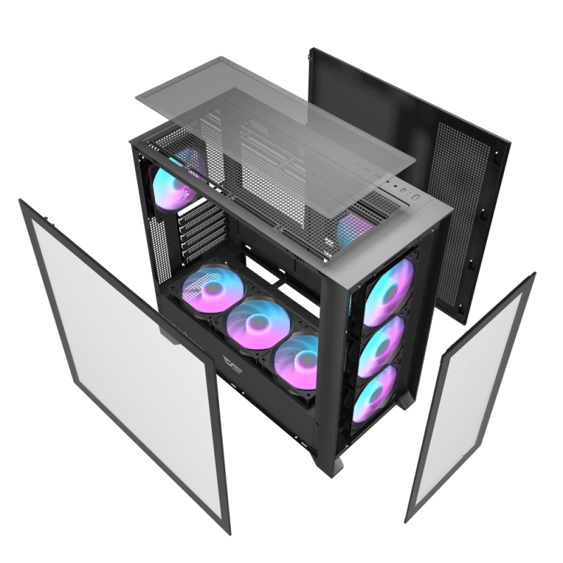 DarkFlash DRX90 Glass ATX Computer Case, 360mm Radiator Support, Up to 10x 120mm Fan Support | DRX90