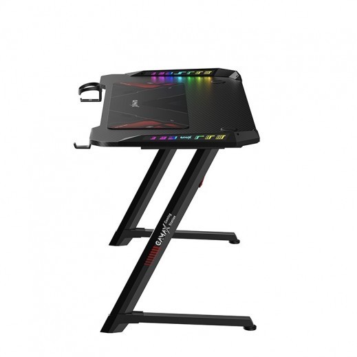 Gamax TD-03 with GT-01 Light P2 Carbon Fibre Grain Environmental Gaming Desk - Black