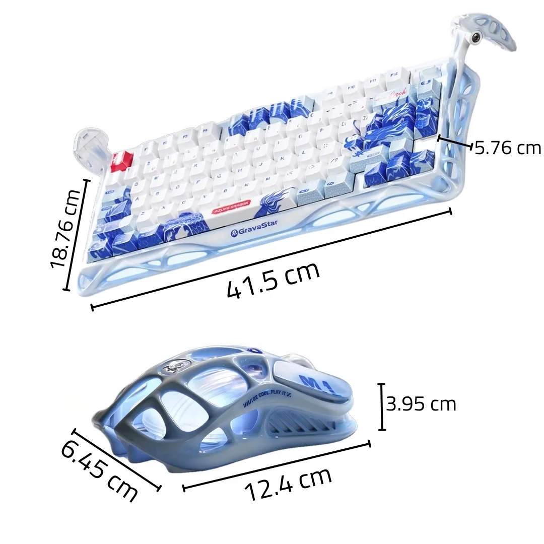 GravaStar Combo Mercury K1 Pro 75% Wireless Mechanical Gaming Keyboard With Mouse, Blue Gragon Edition