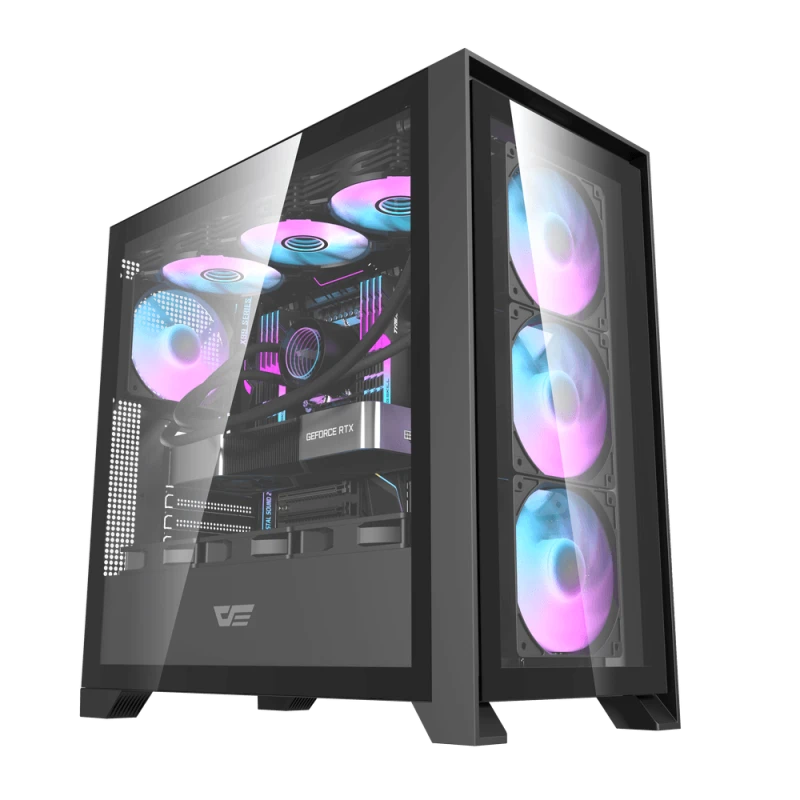 Gaming PC DarkNova i7-14700KF, RTX 3050 OC 6GB, 16GB DDR5 RAM, RGB CPU Cooler – High-Performance Desktop for 1080p Gaming & Streaming