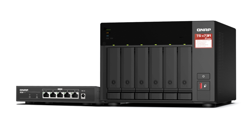 QNAP TS-673A  QSW-1105-5T Bundle Pack, 6-bay AMD Ryzen, 8 GB DDR4, 6 x 3.5-inch SATA, 2 x M.2 2280 PCIe