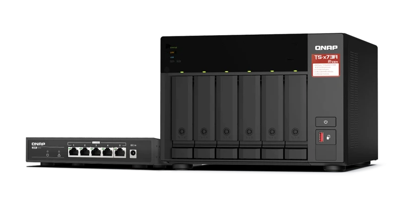 QNAP TS-673A  QSW-1105-5T Bundle Pack, 6-bay AMD Ryzen, 8 GB DDR4, 6 x 3.5-inch SATA, 2 x M.2 2280 PCIe