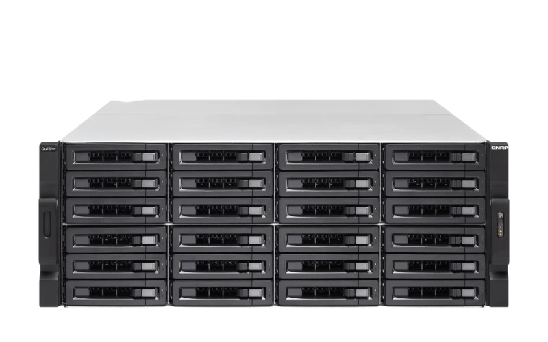 Qnap 24-Bay TS‑h2483XU 4U Rackmount NAS - Intel Xeon E E-2136 CPU, DDR4 (4x32) 128GB Memory, 24 x 3.5" SATA 6Gb/s Drive Bay, 4 Gigabit Ethernet Port, 5 PCIe Slot, 800W PSU | TS-h2483XU-RP-E2236-128G