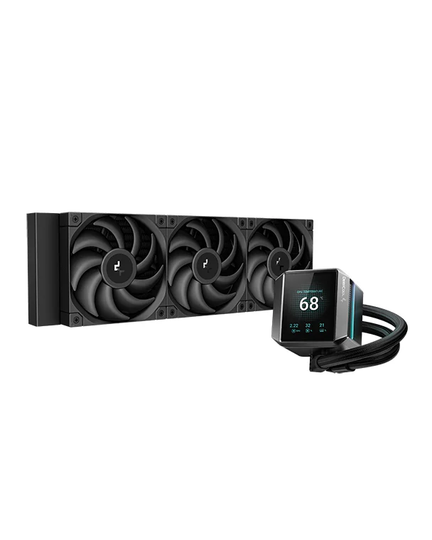 DeepCool Mystique 360 ARGB Liquid CPU Cooler, 2.8″ TFT LCD Screen, 360mm Radiator, 120mm Fan Size, 2150 RPM Fan Speed, FDB Fan,  Black | R-LX750-BKDSNMP-G-1