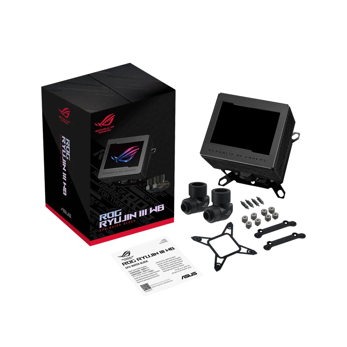 ASUS ROG RYUJIN III WB Asetek-powered Water Block, 178 Micro-cooling Fins, 3.5" Full Color LCD, ROG Cable Organizer, Black | 90RC00V0-M0UAY0