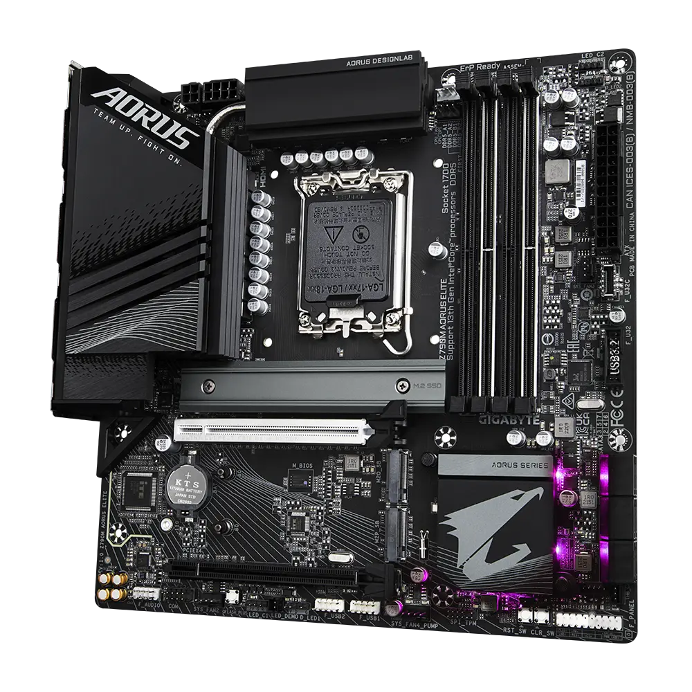 GIGABYTE Z790M AORUS ELITE AX Motherboard, Intel LGA1700, DDR5 192GB, PCIe 5.0, Wi-Fi 6E, 2.5Gb LAN, BT 5.3, USB 3.2 Gen2x2, mATX, Z790 Chipset