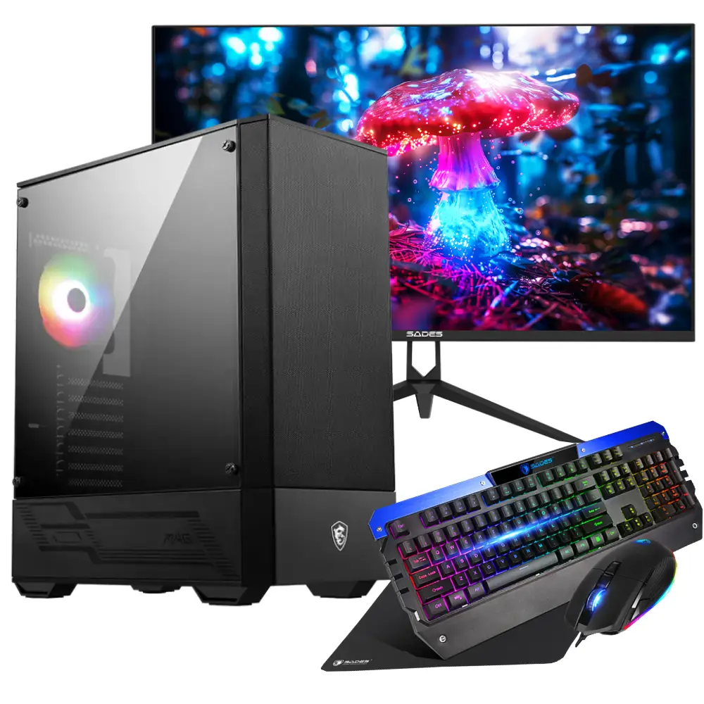 Gaming PC Bundle InfernaXB – i5-14400F, RTX 5060 Ti, 16GB DDR5, 1TB SSD, 650W PSU + 24” 120Hz Monitor + SADES RGB Combo