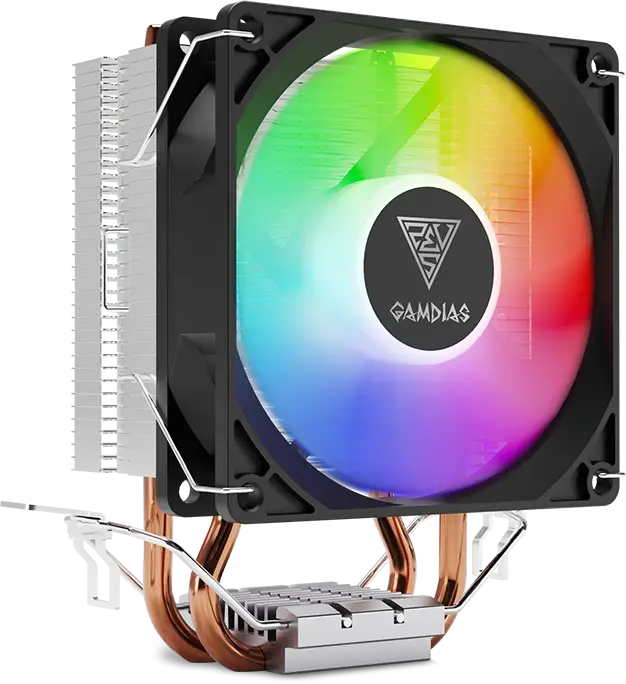 GAMDIAS BOREAS E1-210 LITE CPU Air Cooler, 92mm High-Airflow Fan, Dual Copper Heat Pipes, Direct Contact, LED Lighting, Intel/AMD Support