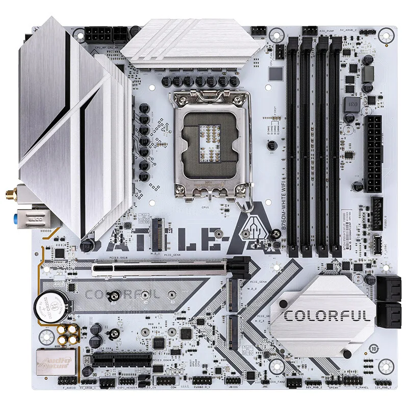 Colorful BATTLE-AX B760M-WHITE WIFI V20 Micro-ATX Motherboard | DDR5 Support, 12+1+1 Power Phase, Triple PCIe 4.0 M.2, USB 3.2 Type-C, 2.5G LAN, WiFi 6 & Bluetooth 5.2, ARGB Sync