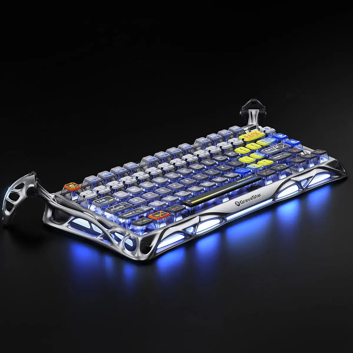GravaStar Mercury K1 Pro Wireless Gaming Keyboard, 75% Layout, Interstellar Silver, RGB, 79 Keys + Knob, Kailh Linear Switches, 8000mAh Battery - Interstellar Silver